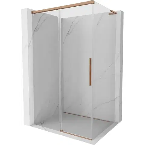 Sprchovacie kúty MEXEN/S - Rox L sprchový kút posuvný 105 x 100, transparent, meď kartáčovaná 8C2L-105-100-65-00