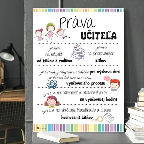 Tabuľky s venovaním (darčeky) Dekorácie pre školy - Práva učiteľa - tabuľka na stenu