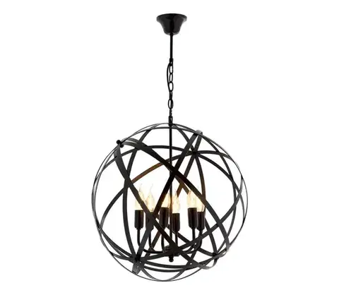 Svietidlá  Závesný luster na reťazi IRONBALL 6xE27/40W/230V čierna 683AVN1394
