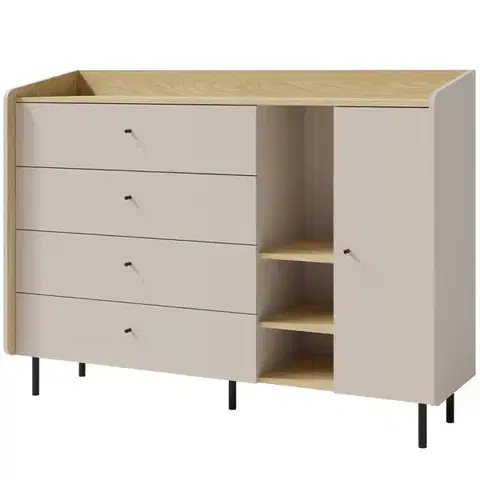 Komody do spálne Komoda Alessio AE7 4S1d Béžová /Dub