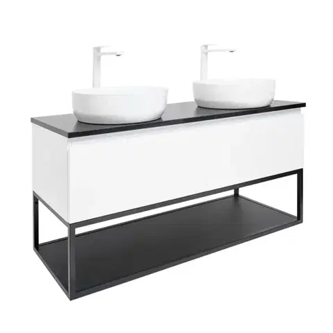 Kúpeľňový nábytok Kúpeľňová skrinka so žulovou krycou doskou SAT B-Way 119x30x45 cm biela lesk BWAY120WZUBF BWAY120WZUBF