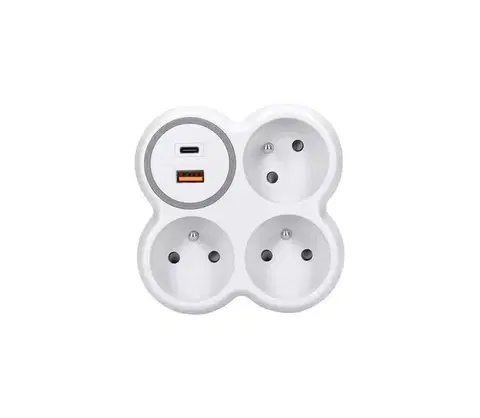 Predlžovacie káble  P106C-PD20 - Rozbočovač 3x 16A + USB A+C rýchlonabíjačka 20W P106C-PD20