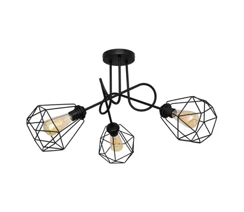 Svietidlá  Prisadený luster KARO 3xE27/15W/230V čierna W-2016/3+1311S BK