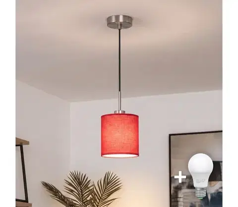 Svietidlá BRILAGI - LED luster na lanku NUBILA 1xE27/60W/230V priemer 14 cm čierna/červená EG32517+BG1578