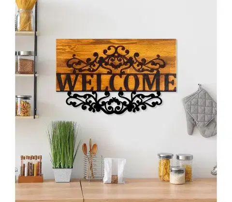 Obrazy  Nástenná dekorácia 58x36 cm vitajte drevo/kov 899SKL2687