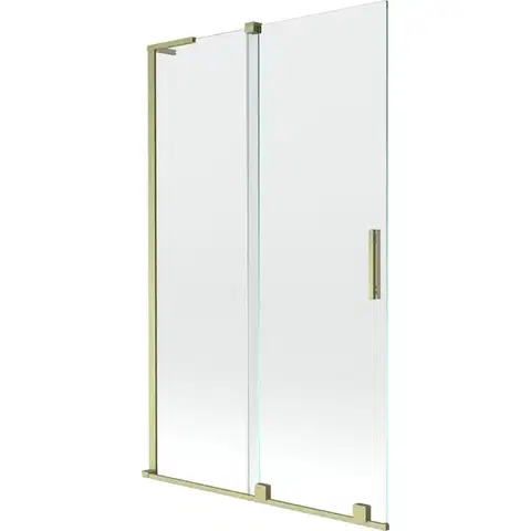 Sprchové dvere MEXEN/S - Velar L dvojkrídlová posuvná vaňová zástena 110 x 150, transparent, zlatá kartáčovaná 896-110-003-01-55