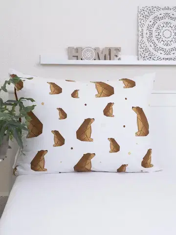 Dekoračné obliečky MKLozkoviny.sk Bavlnená obliečka na vankúš Renforcé 70 × 90 cm - Medvede-  -
