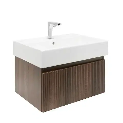 Kúpeľňový nábytok Kúpeľňová skrinka s batériou a umývadlom SAT Evolution 1 58x30x44,8 cm orech mat SATEVO60NAU2BA SATEVO60NAU2BA