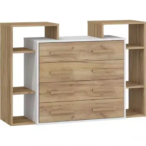 Komody do spálne Komoda RIO 4S craft biela/zlatý