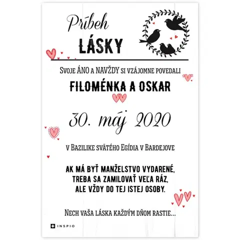 Obrazy s textom Svadobný dar - Tabuľka o veľkej láske pre mladomanželov