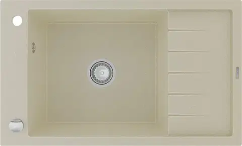Kuchynské drezy MEXEN MEXEN - Elias granitový drez 1 misa drez s vypúšťaním krátky odkvapkávač 795x480 mm, béžová 6511791005-69