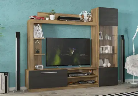 Obývacie steny VLASTA obývacia stena dub baroko, nothern tree tmavá
