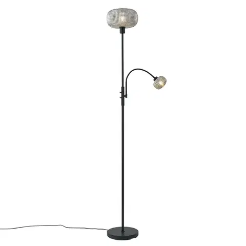 Stojace lampy Inteligentná stojaca lampa čierna s dymovým sklom 2-svetlá vrátane WiFi - Brianna