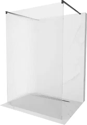 Sprchové dvere MEXEN/S - Kioto Sprchová zástena WALK-IN voľne stojaca 120 x 200, prúžky 8 mm, čierna 800-120-002-70-09