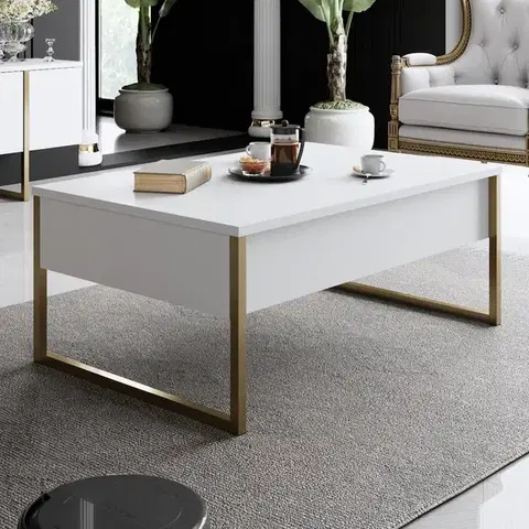 Konferenčné stolíky Konferenčný stolík Luxe - White, Gold