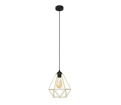 Svietidlá  Luster na lanku KARO 1xE27/15W/230V zlatá/čierna W-KM 1311/1 BK-B GO MAT