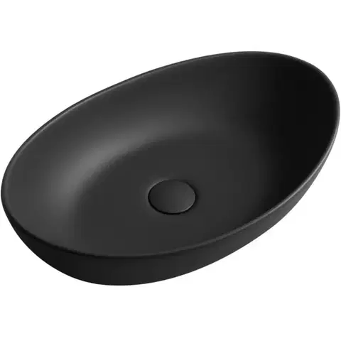 Umývadlá CERANO - Umývadlo z liateho mramoru Gaia - na dosku - čierna matná - 55x35 CER-WB12B