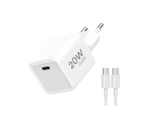 Predlžovacie káble Winner Group- Rychlonabíjací adaptér 1xUSB-C PD 20W + USB kábel USB-C / USB-C 1m WINTRUSBCKAWH