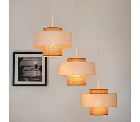 Svietidlá BRILAGI - Luster na lanku DALLAS 3xE27/15W/230V hnedá/krémová/biela 608800