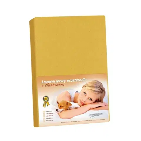 Plachty Bellatex Jersey prestieradlo s elastanom horčicová, 140 x 200 cm