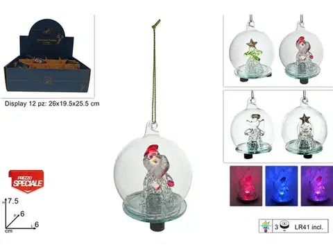 Vianočné dekorácie MAKRO - Gule vianočná 6cm LED rôzne druhy