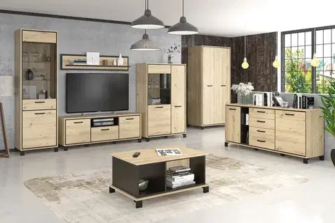 Obývacie steny NABBI Vinap obývacia izba dub artisan / wenge tmavá