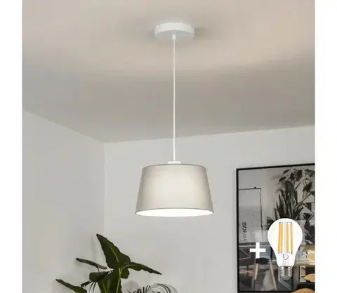Svietidlá BRILAGI - LED luster na lanku CERIA 1xE27/40W/230V, priemer 25 cm, sivý EG300171+EG781033