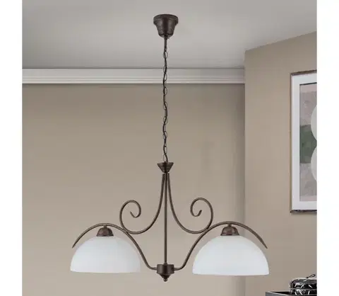 Svietidlá Orion - Závesný luster na reťazi RULA 2xE27/40W/230V biela/bronz LU 1669/2 Antik