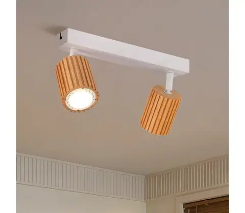 Svietidlá BRILAGI - Bodové svietidlo MODERN WOOD 2xGU10/8W/230V drevené/biela BRI385