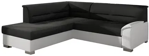 Sedacie súpravy NABBI Balmi L rohová sedačka s rozkladom a úložným priestorom čierna (Sawana 14) / biela (Soft 17)