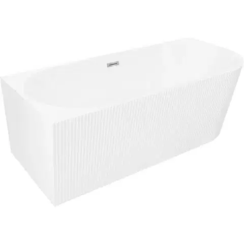 Vane MEXEN/S - Silo voľne stojaca rohová vaňa ľavá reliéf 150 x 75, biela, sifón a prepad chróm 52891507500L-01