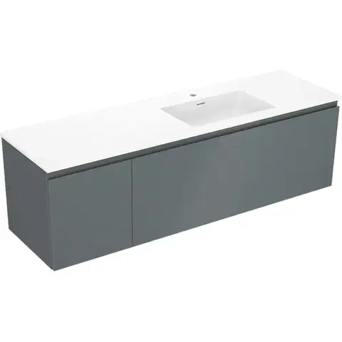 Kúpeľňový nábytok MEXEN/S - Orio kúpeľňová skrinka 160 cm s umývadlom Otis pravá, 1S, 1D, grafit mat/biela mat 91A13-16047-3-BBFF66-W18P01