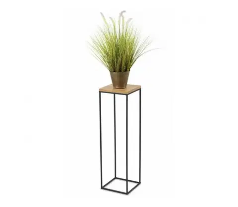 Stojany na kvetiny HowHomely Stojan na kvety BASICLOFT 80x24 čierna/hnedá HH-BL-01-80-MDF