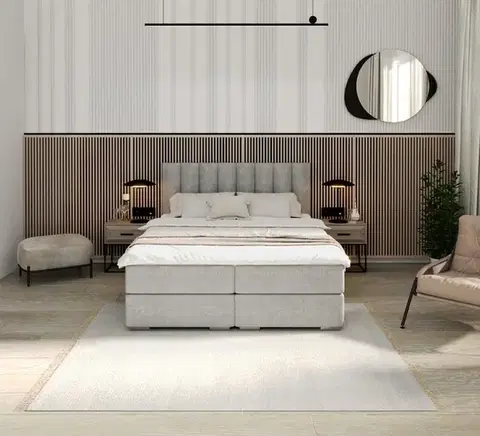 Postele FDM Manželská posteľ LINCOLN Boxspring | sivá 160 x 200 cm
