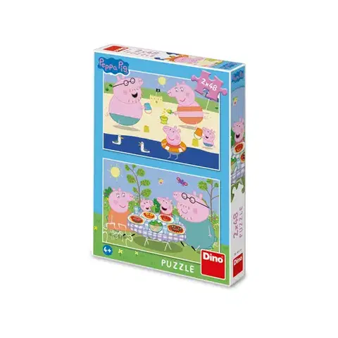 Do 49 dielikov Dino Toys Puzzle Peppa Pig: Na dovolenke 2x48 Dino