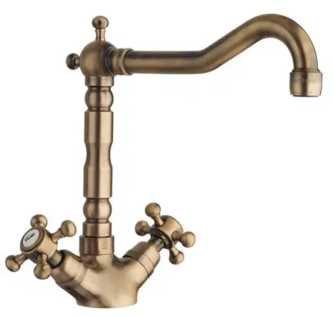 Kuchynské drezy SAPHO SAPHO - ANTEA stojánkova drezová batéria s retro hubicou, bronz 3126