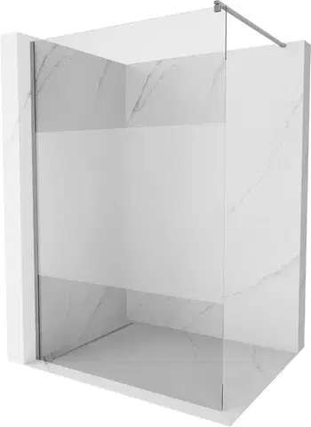 Sprchové dvere MEXEN/S - Kioto Sprchová zástena Walk-in 100 x 200, transparent/dekor 8 mm, grafit metal 800-100-101-95-35