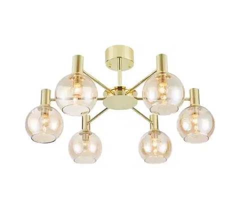 Svietidlá Markslöjd 109152 - Prisadený luster AMBRA 6xE14/40W/230V zlatý/dymovo-béžový 109152
