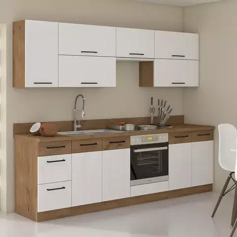 Modulový kuchynský nábytok Kuchynská linka Vigo biela HG 260 s dosky