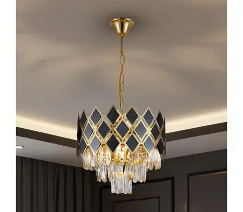 Svietidlá BRILAGI - Luster na reťazi CRISTAL 5xE14/40W/230V pr. 38 cm zlatá/čierna BG72420
