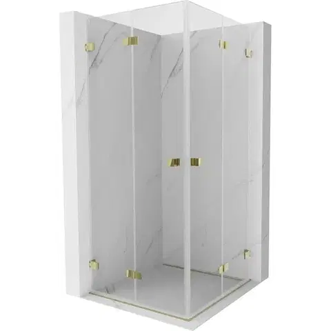 Sprchovacie kúty MEXEN/S - Lunar-F Duo sprchovací kút skladacie dvere 90 x 90, transparent, zlato 836-090L-090P-50-00