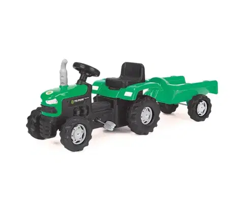 Odrážadlá Buddy Toys Šľapací traktor s vozíkom čierna/zelená 57000765