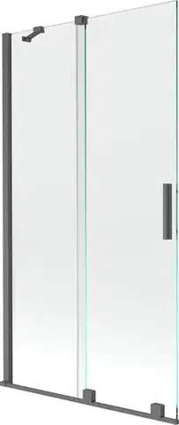 Sprchové dvere MEXEN/S - Velar Dvojkrídlová posuvná vaňová zástena 100 x 150, transparent, šedá kartáčovaná 896-100-000-01-66