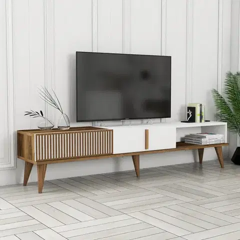 TV stolíky TV stolík Milan Alt - Walnut, White
