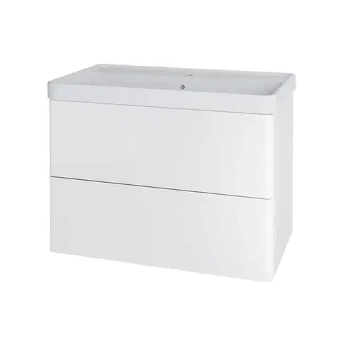 Kúpeľňový nábytok Mereo Siena, kúpeľňová skrinka s keramickým umývadlom 81 cm, biela lesk CN411
