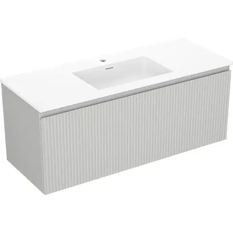 Kúpeľňový nábytok MEXEN/S - Rivel kúpeľňová skrinka 120 cm s umývadlom Otis, 1 šuplík, reliéf, šedá mat/biela mat 91A20-12047-1-BF62-W18M01