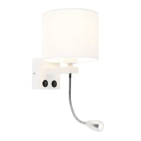Lampy Moderná nástenná lampa biela s bielym tienidlom - Brescia
