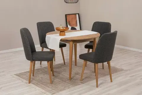 Jedálenské sety Jedálenský set s rozkladacím stolom a stoličkami (5 kusov) Vina 1053 - Atlantic Pine, Anthracite