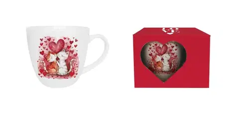 Hrnčeky, šálky, podšálky DUO - Hrnček 460ml LOVING CATS, párik mačiatka v darčekovej krabičke, porcelán