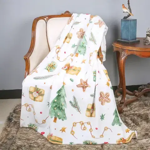 Ozdobné prikrývky Deka Christmas 130x170 cm biela